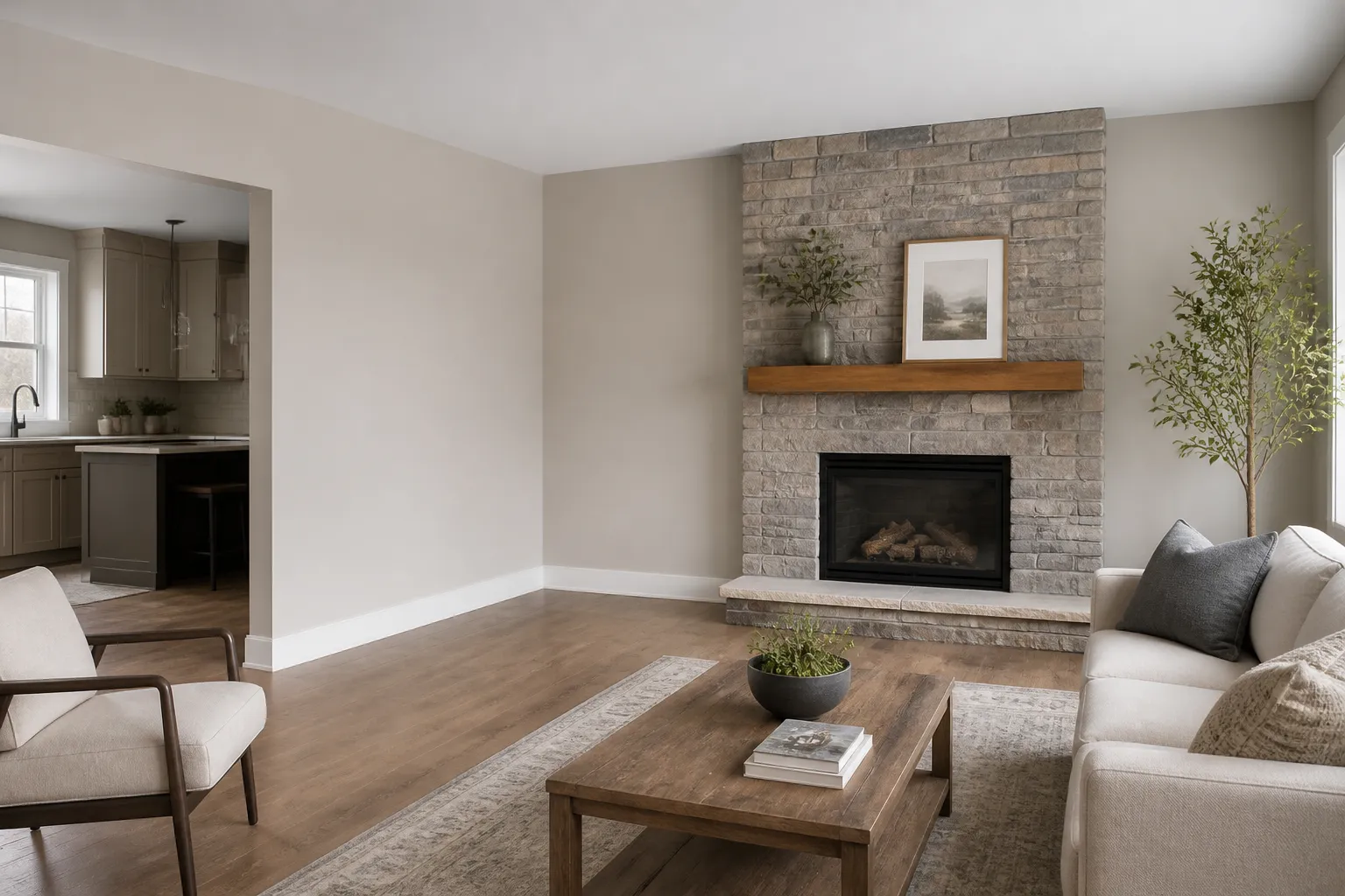 Freshly updated interior with open space and clean finished walls.